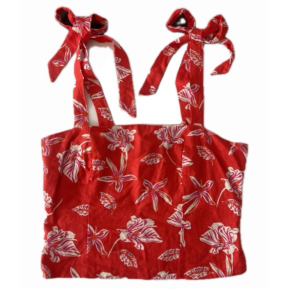 Joie Floral Linen Blend Cropped Top - Picture 1 of 5